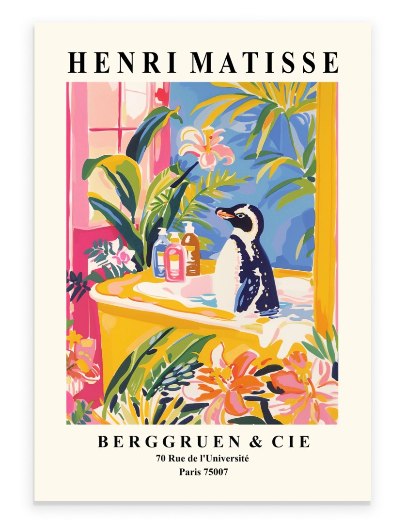 Pinguïn in badkuip - Matisse kunstprint