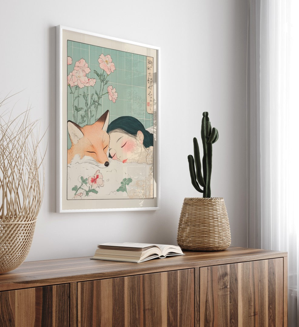 Meisje en Vos - Japanse Badkamerprint