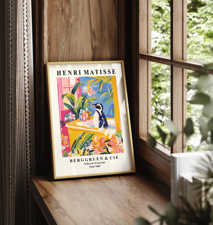 Pinguïn in badkuip - Matisse kunstprint