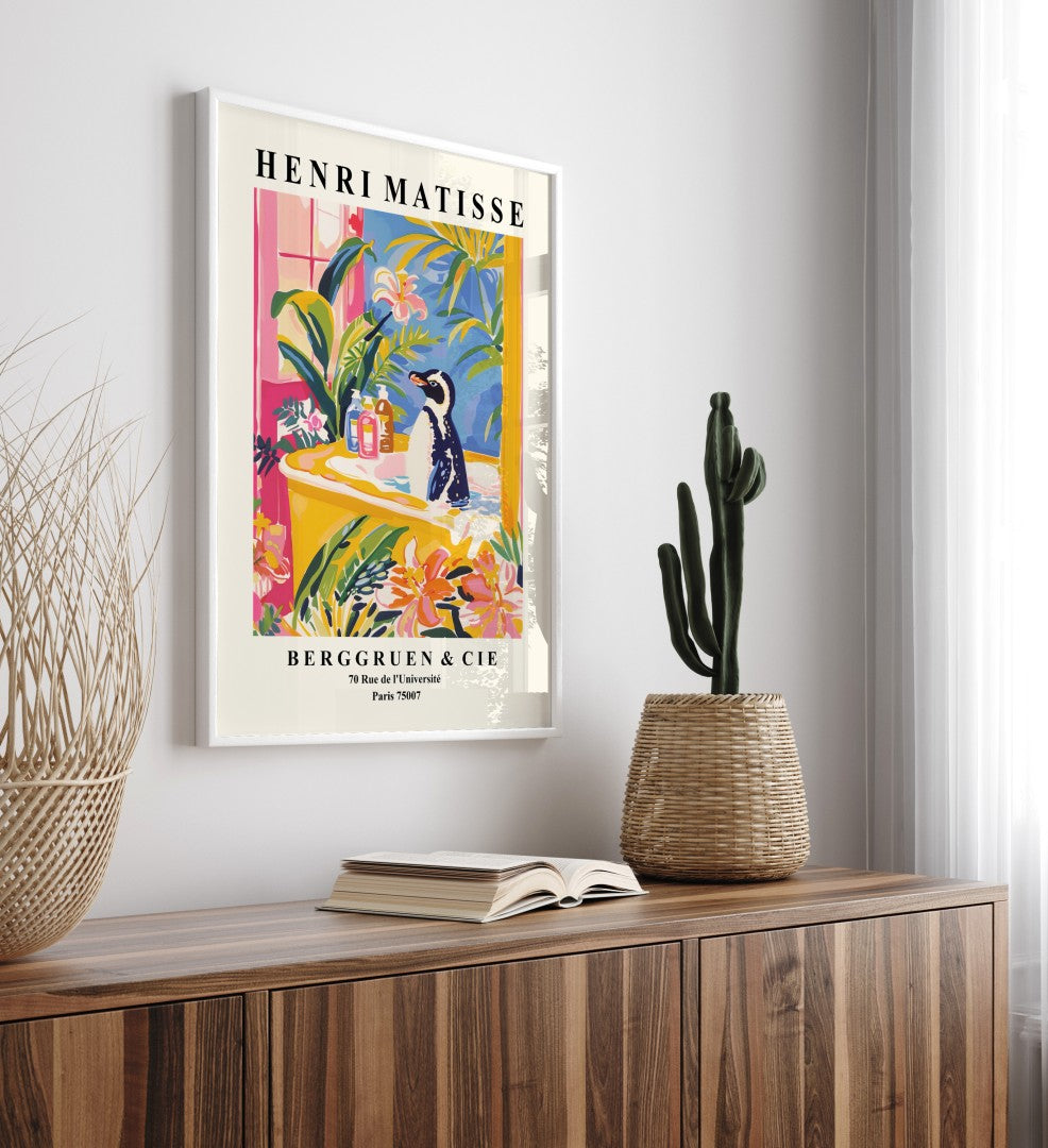 Pinguïn in badkuip - Matisse kunstprint