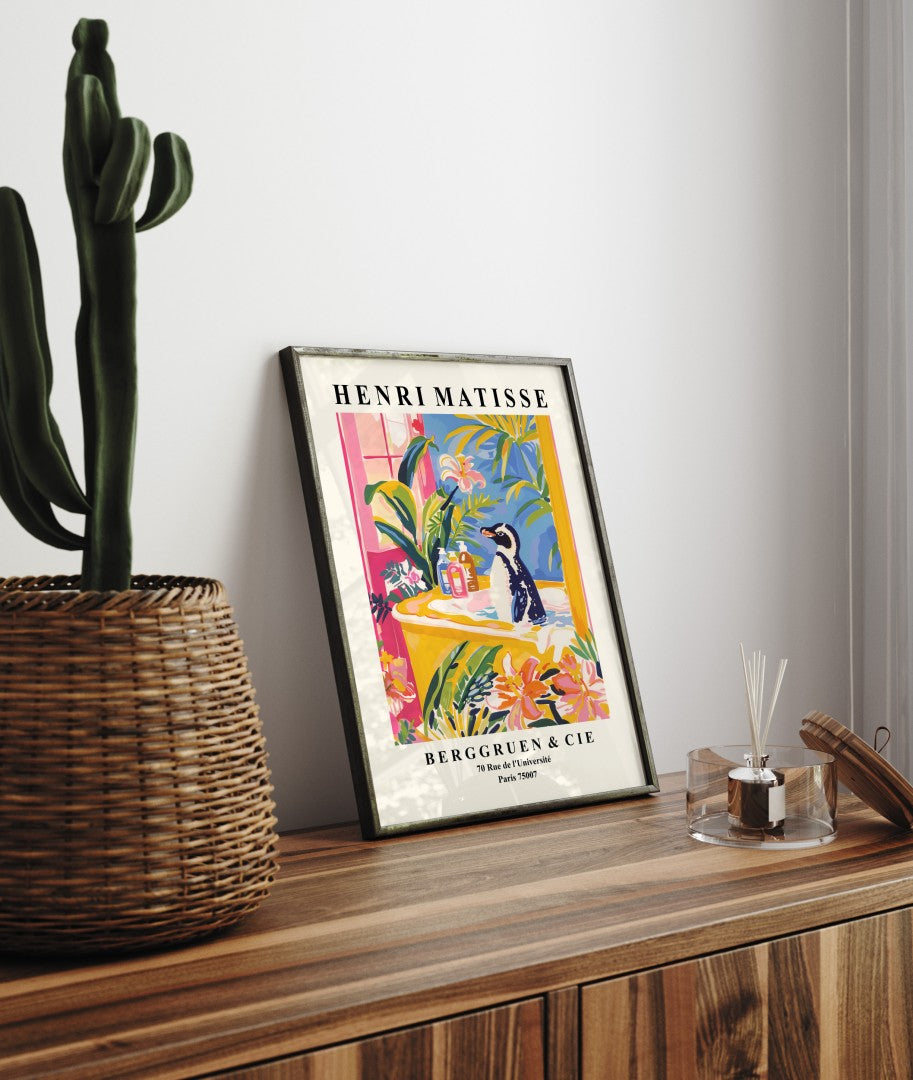 Pinguïn in badkuip - Matisse kunstprint