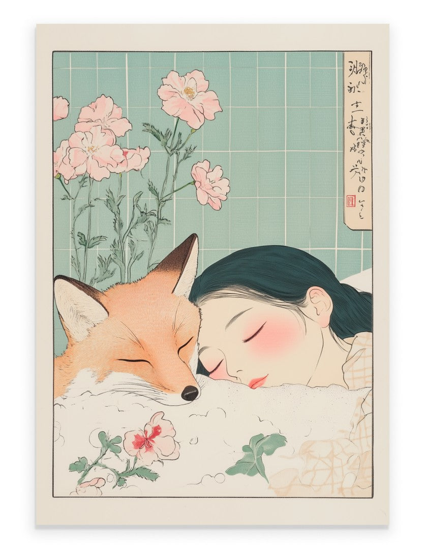 Meisje en Vos - Japanse Badkamerprint